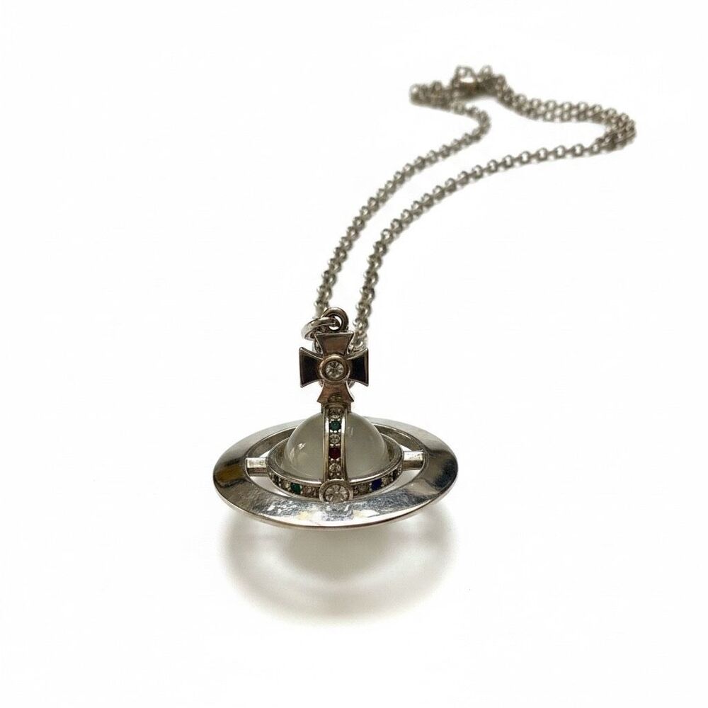Vivienne Westwood Necklace Medium Orb Silver Clear Top 6.5cm C:80cm NO BOX